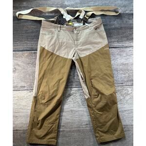 Cabela's Mens Hunting Overalls Pants 42x29 Brown Canvas Briar Guard Double Knee